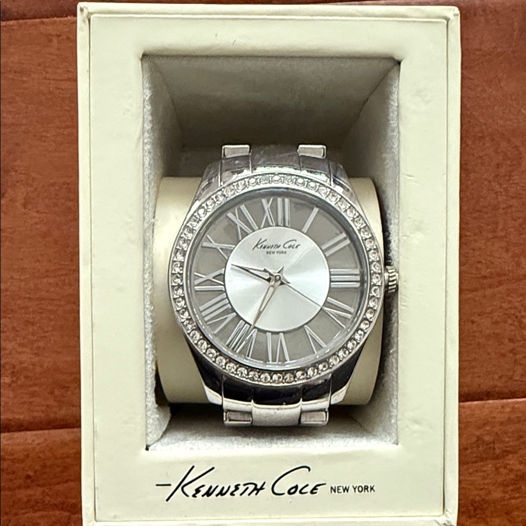 Kenneth Cole Silver Timepiece With Crystal Detailing
